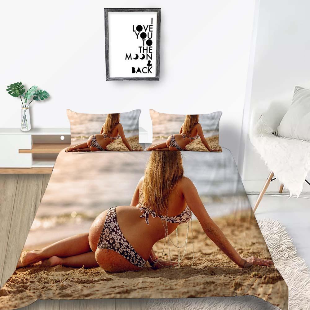 2023 New style Duvet Cover Set Queen King Size Bikini Printed Highend Bedding Cover Suit with Pillowcase Sexy Home Textiles