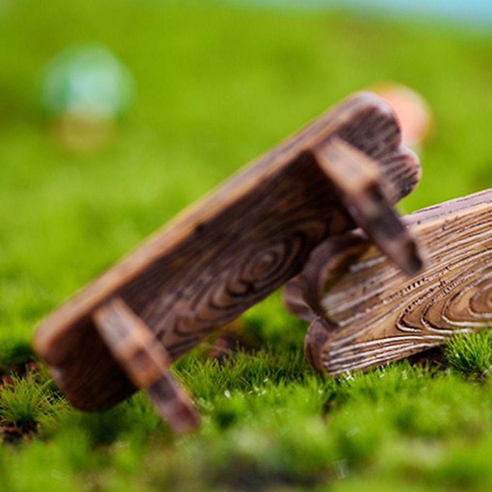 Romantic Mini Wooden Chair Figurine Dolls Succulents Bonsai Ornaments DIY Resin Love Stool