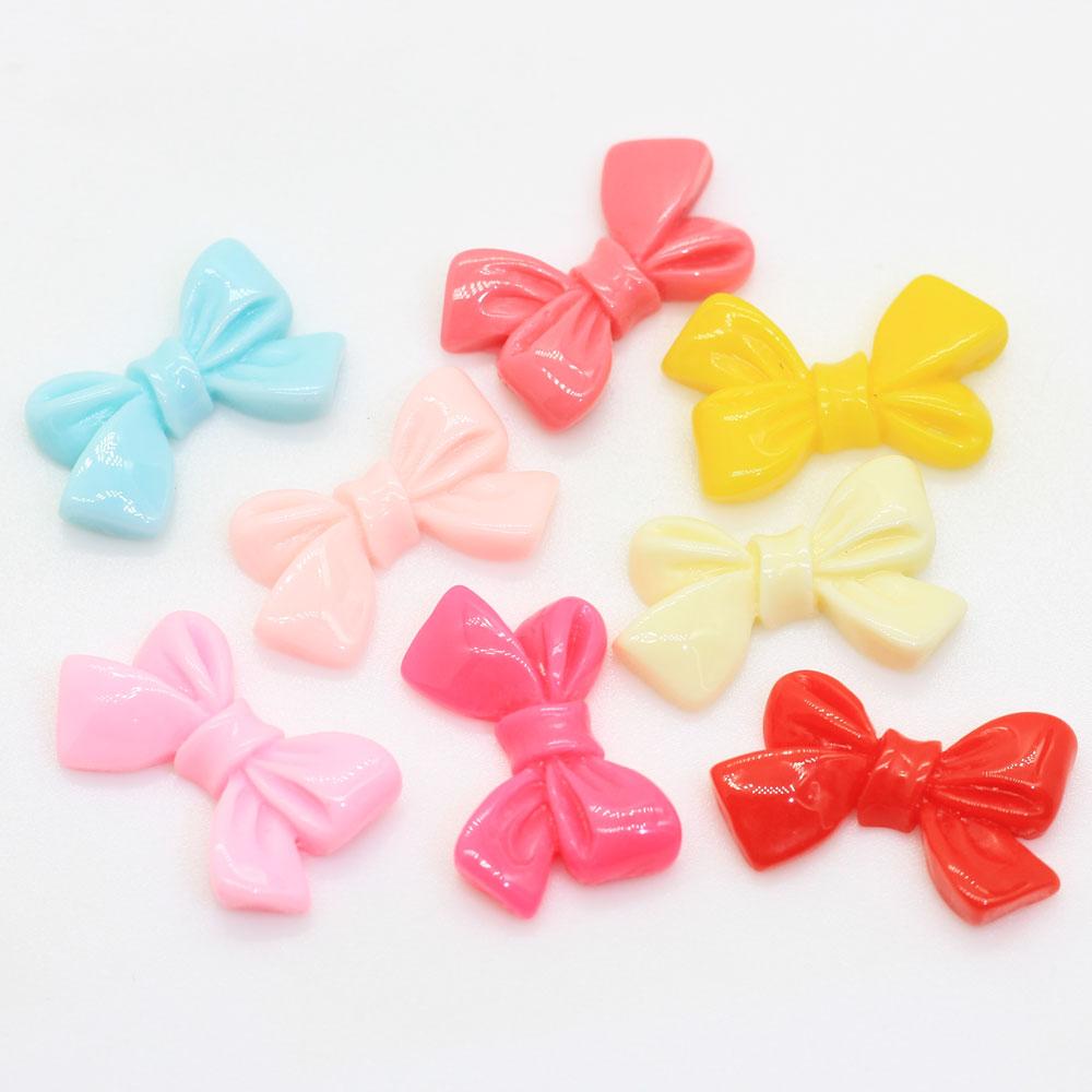 Colorful Bowknot Resin Flatback Ornament Mini Charms for Hair Clips Hair Band Making