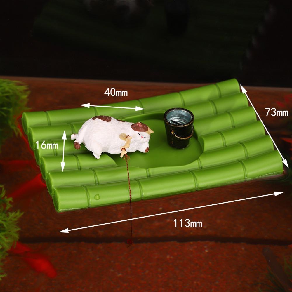 

Auto-Floating Aquarium Bamboo Raft Decor Mini Fish Tank Decorations Fishing Ornament Office Decor Style 8