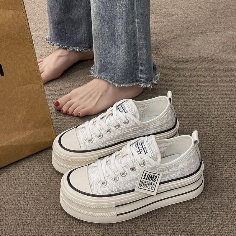Fashion Canvas Shoes for Women Breathable Spring Autumn High On Platform Woman Footwear Comfortable and Elegant Offer Vulcanized Shoe 39