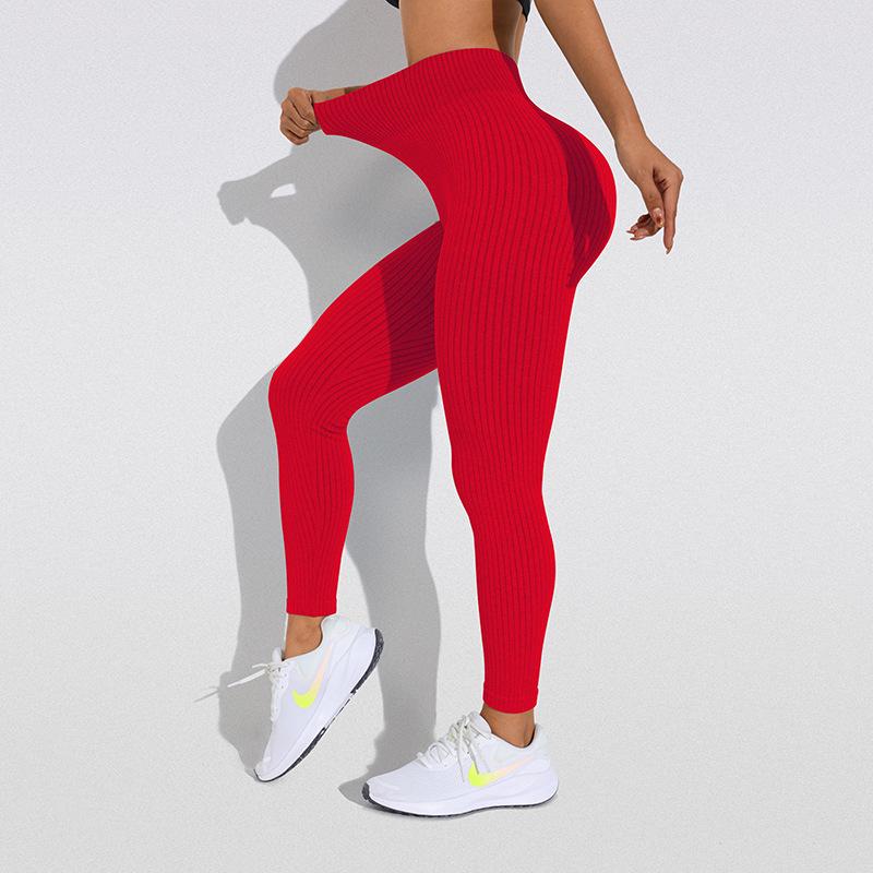 Europeiska & Amerikanska Högmidjade Randiga Yoga Byxor med Magekontroll - Dam Fitness & Löpning Leggings