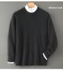 Men's Pure Wool Thick Knit Sweater - Round Neck, High-End Loose Fit, Cashmere Base Layer for Autumn & Winter