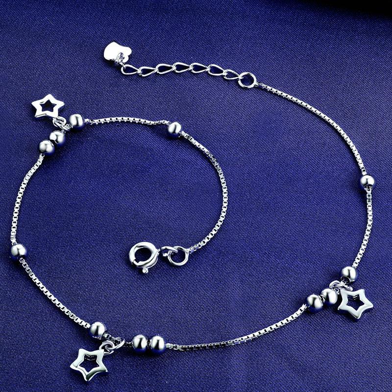 Anklet din argint 925, drăguț XINGX, pandantiv pentru femei, în stil coreean, margele norocoase, ornamente pentru picioare