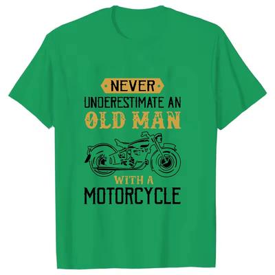 Hot Never Underestimate an Old Man with a Motorcycle Printing T-shirt Men Fashion Short Sleeve Casual Personality Summer Shirts