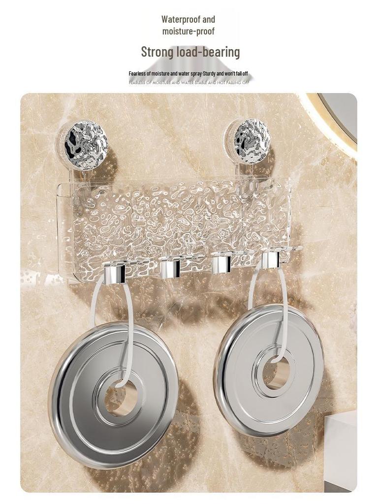 Wall-Mounted Suction Cup Toothbrush & Toothpaste Holder Set with Tooth Squeezer and Cup for Family Bathrooms