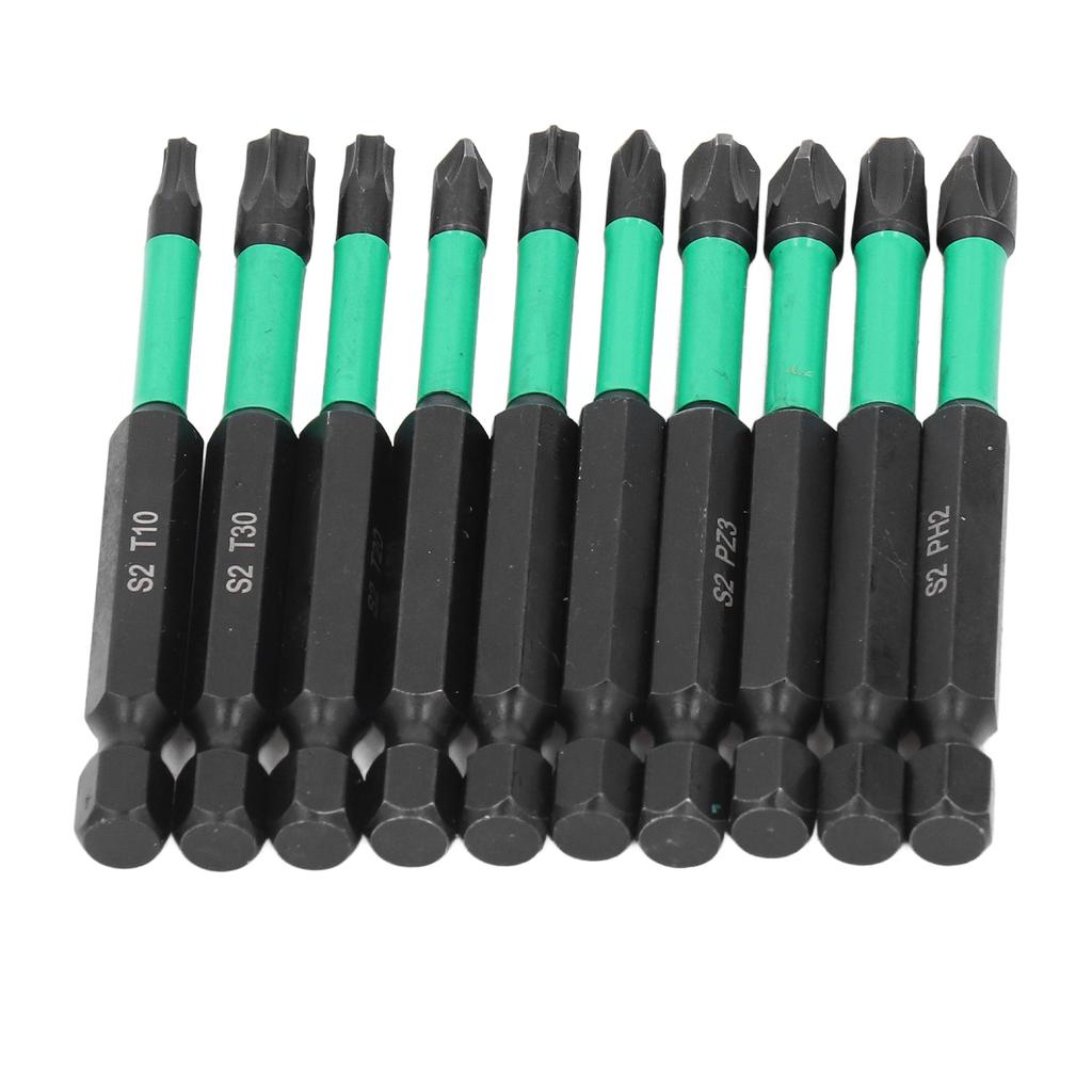 Set di 10 punte per cacciavite magnetico a stella antiscivolo ad alta durezza, punte per trapano elettrico