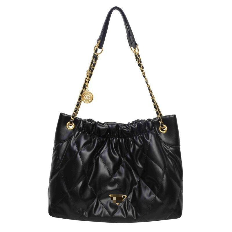 

Сумка-тоут Xiaoxiangfeng Rhombus Chain Bag Осень-зима женская большая вместительная сумка-тоут модная сумка через плечо подмышку 31*11*24 чёрный