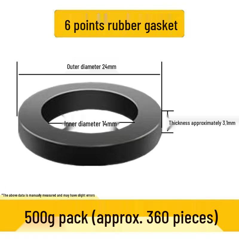 4-Point Black Rubber Gasket with 6-Point Sealing Ring and Silicone Shower Inlet Hose Waterproof Pad