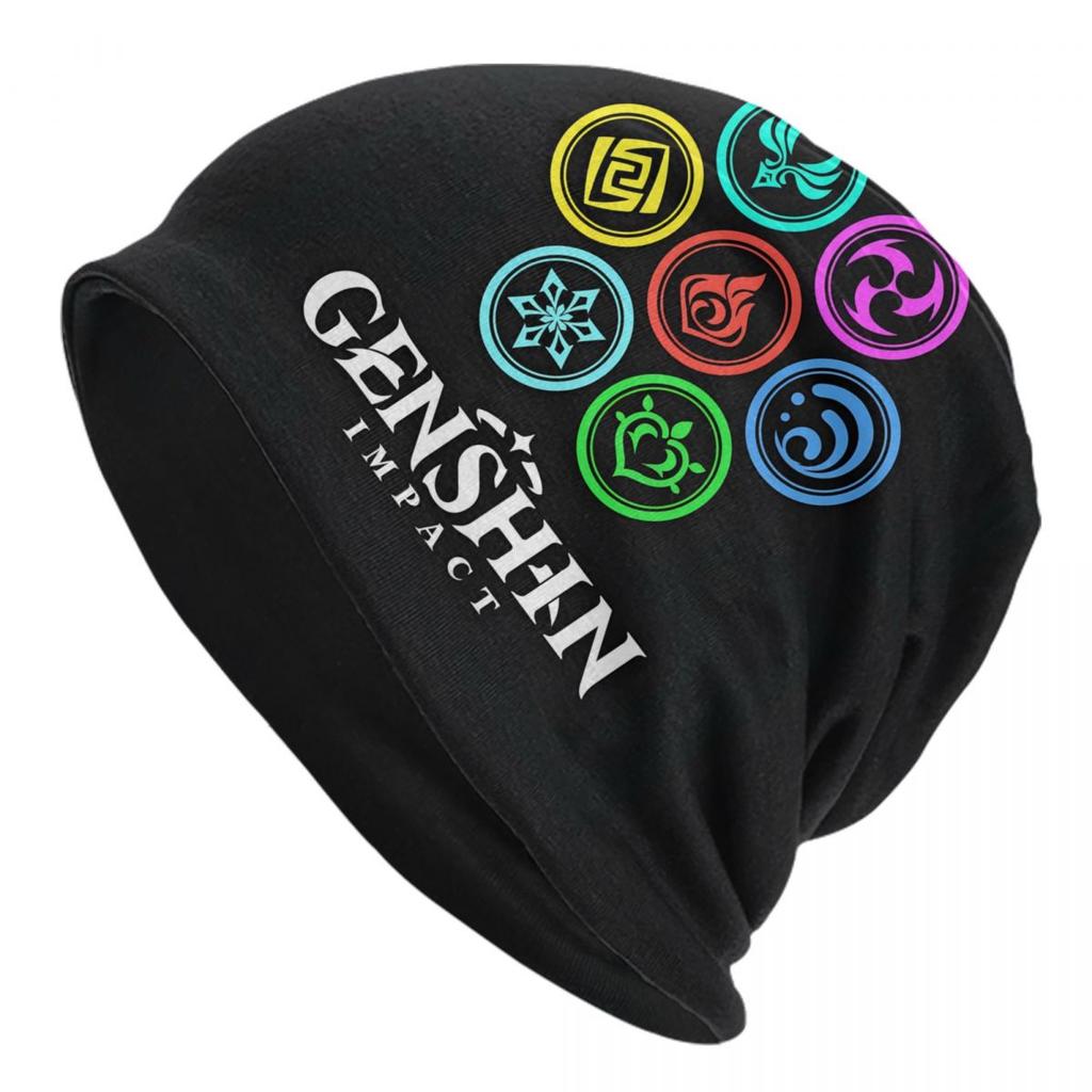 Game Anemo Geo Pyro Hydro Genshin Impact GANYU Bonnet Femme Hip Hop Knit Hat For Winter Warm Cryo Electro Dendro Beanies Caps