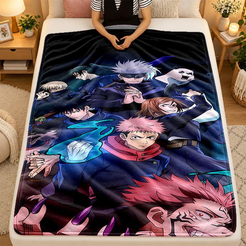 Flannel BlanketJujutsu Kaisen Warm Soft Throw Blanket for Indoor Sofa Bed Living Room Use