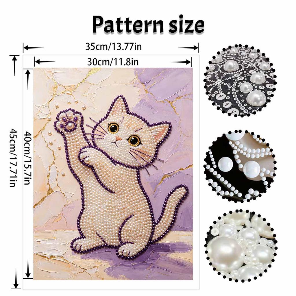 Animal Series Pearl Painting Cat Diy Handmade 5D Highvalue Hanging Living Room Decoration Painting.