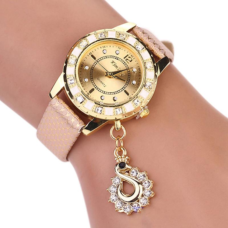 Elegant Kimseng Women's Quartz Watch With Swan Pendant Stylish Design And Unique Colors