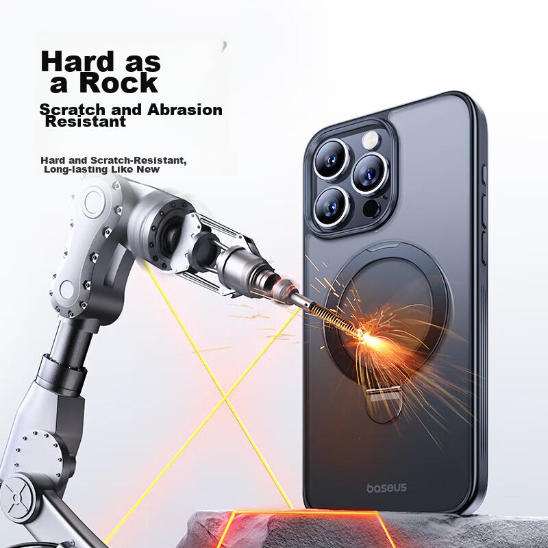 Baseus Stand Case for IPhone 15 Pro, Apple 15 Pro Protective Cover, Magnetic, Shockproof MagSafe Charging Stand, High-End Frosted Design And Wome