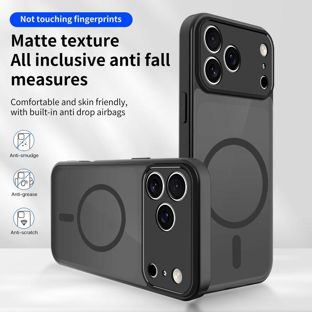 For iPhone 17 Pro Magnetic Case Skin Touch Matte Translucent PC + TPU Anti-Drop Phone Cover