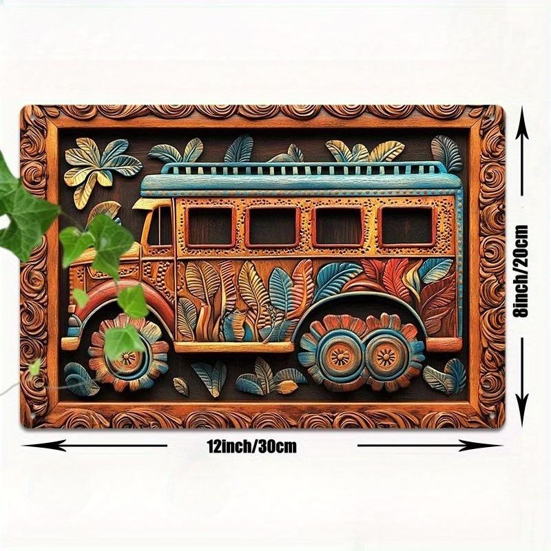 

2d Flat 30*20cm, Vintage Bus Design Wooden Wall Art, Wooden Sign, for Home, Office, Kitchen, Garden, Bedroom, Bar Decor. 30*20cm