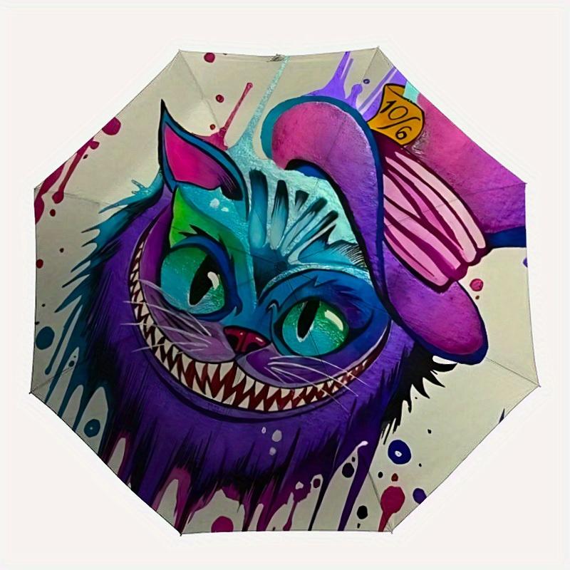 

1pc Cat Artwork Automatic Open/Close Exquisite Umbrella - Compact Travel Umbrella, 8-Rib Heavy-Duty Construction, Ideal Gift, Outdoor Access