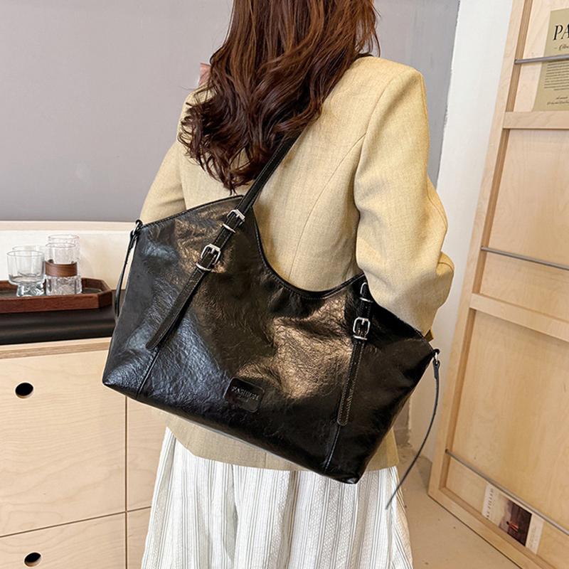 Women's Large Capacity Tote Bag  New Pu Leather Casual Commuting One Shoulder Bags Autumn Simple Versatile Ladies Handbags