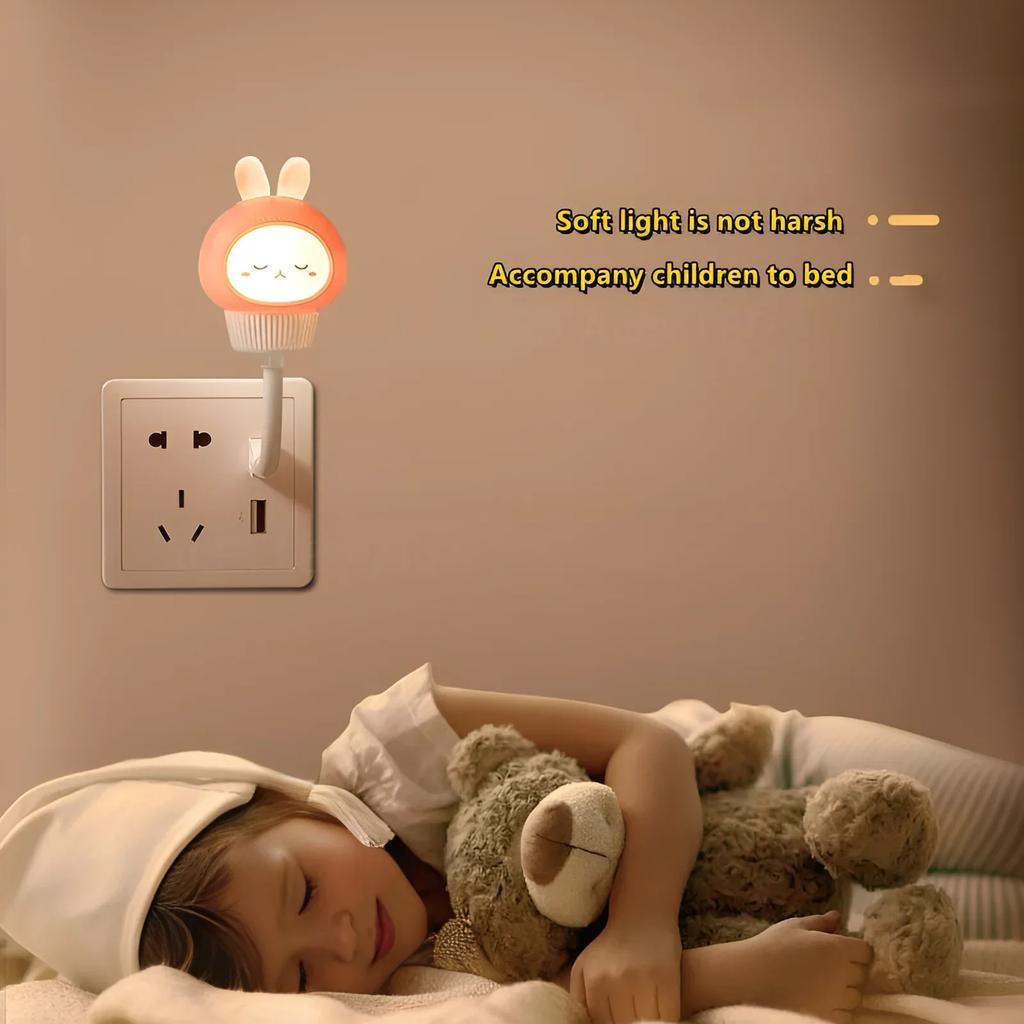 USB Nachtlicht LED Niedlich Cartoon Sprachsteuerung Nachtlampe Bär Kätzchen für Baby Kind Schlafzimmer Augenschutz Dekoration Nachttischlampe