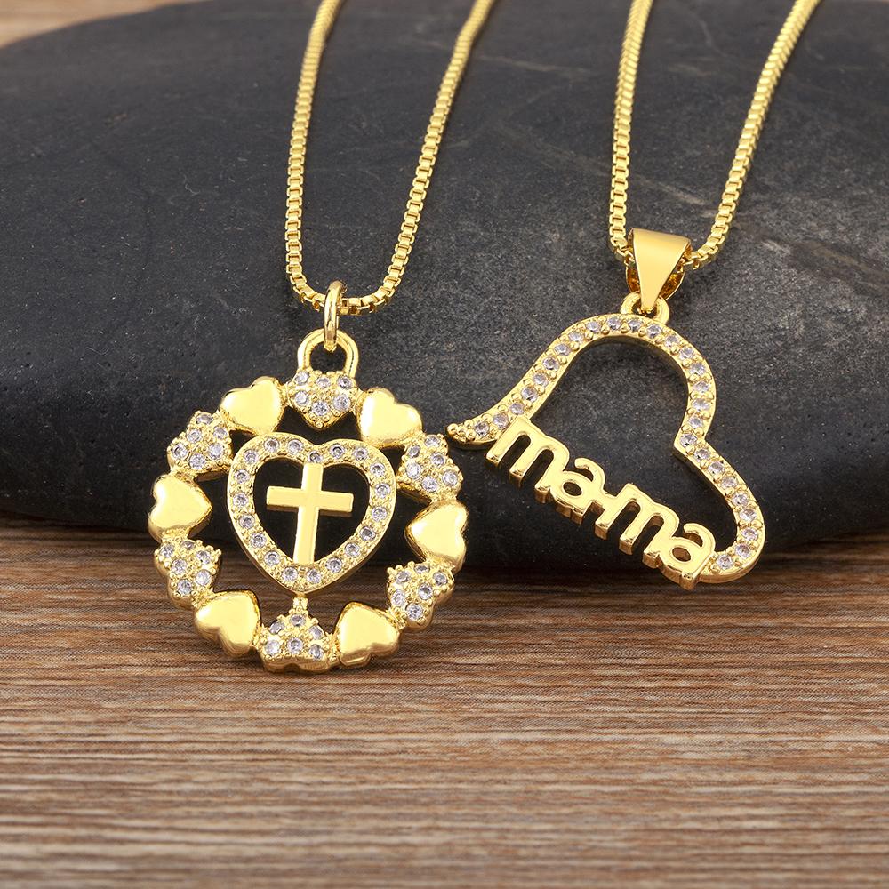 Nidin High Quality Romantic Heart Shape Shiny Crystal Zircon Charm Pendant Necklace 4 Styles For Women Men Luxury Jewelry Gifts