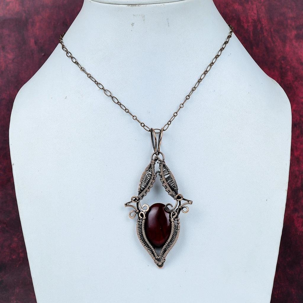 Red Fire Labradorite Pendant Copper Wire Wrapped Gemstone Pendant Handmade Copper Jewelry Dainty Pendant Gifts for Her Wire Wrapped Jewelry