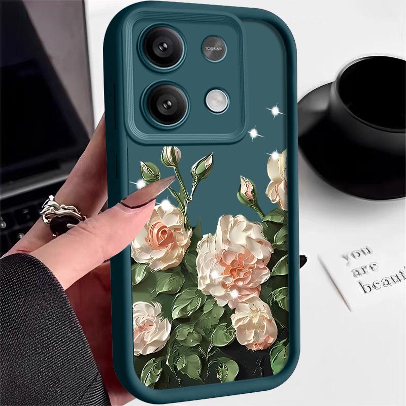 

Oil Painting Rose Flower Phone Case For Xiaomi Redmi Note 14 13 12 Pro Note 13 14 Pro Plus 5G 13 13C 4G 11 10 Pro Silicone Cover Fundas Xiaomi Redmi Note 13 Pro 4G синий