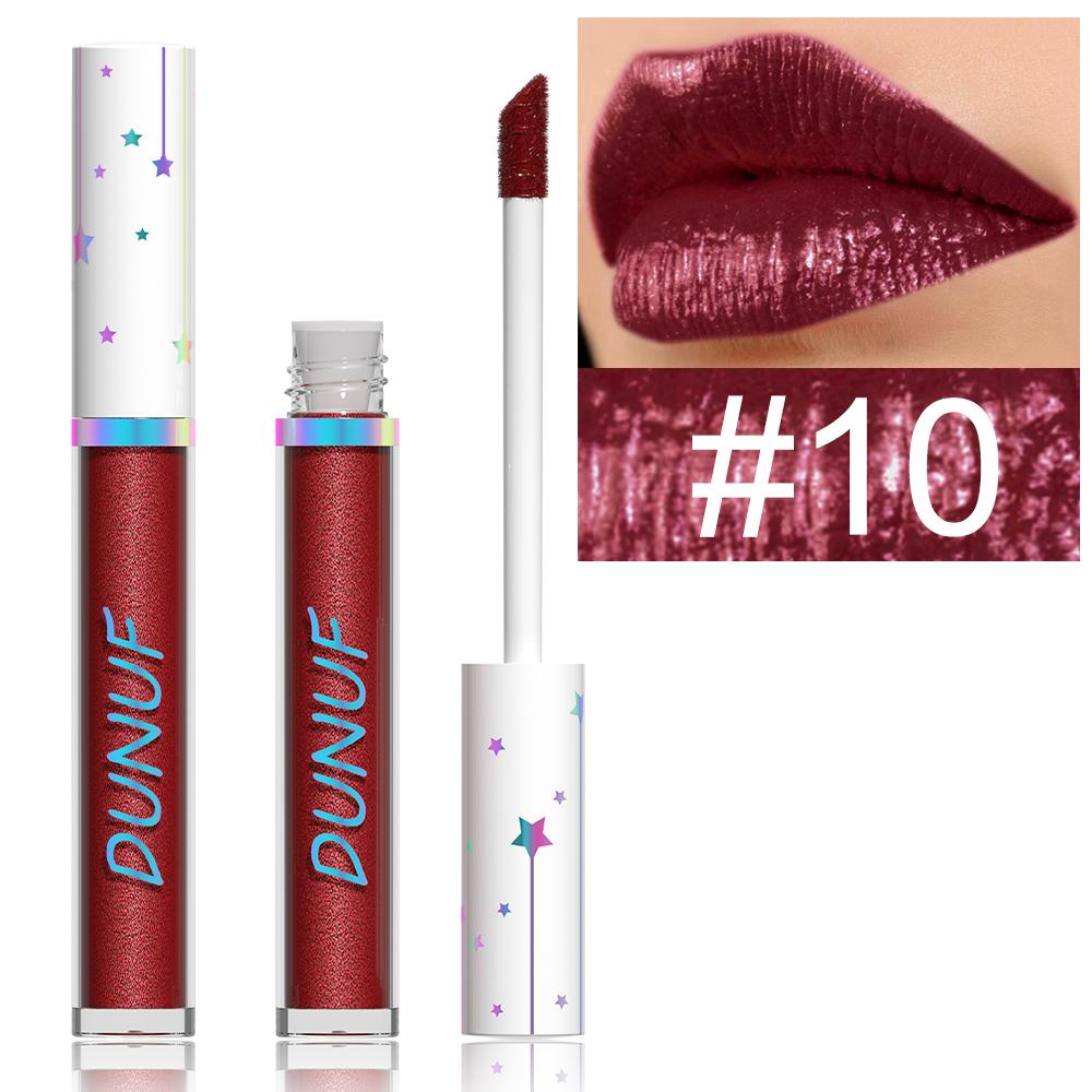 Roze Glitter Metallic Vloeibare Lippenstift Waterdicht Langhoudend Diamant Niet-plakkende Cup Rode Matte Shimmer Lipgloss Vrouwen Make-up 12 2.5g brown