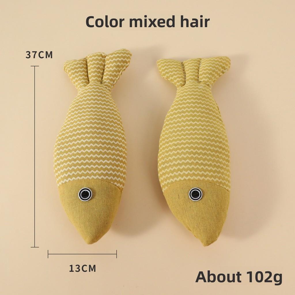 Cat Chewing Toy With Plush Fish Design For Interactive Play And Stress Relief
