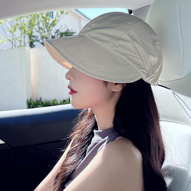 Zhao Ruth sun hat female summer drawstring lightweight anti-ultraviolet sun protection face cover sun bucket hat