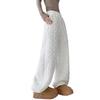 Relaxed Diamond Quilted Wide Leg Pants Women Winter High Waist Slimming Fleece Lined Reversible Casual Trousers