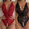 Sexy Dessous Damen Nachtwäsche Schrittloser Body Teddy Transparente Spitze Dessous Tiefer V Offener BH Lenceria Porno Unterwäsche Set
