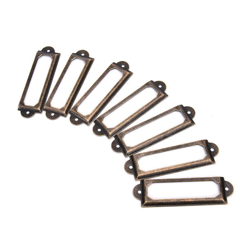 50 X Rám Zásuvka Box Pouzdro Skříňka Držáky Štítků na Karty 60X17Mm Staromosaz,