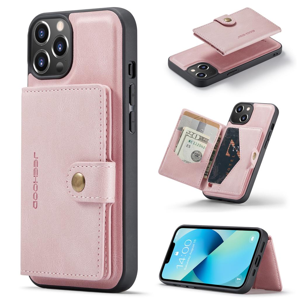 For iPhone 14 Case Leather+TPU Phone Cover Magnetic 2-in-1 Detachable