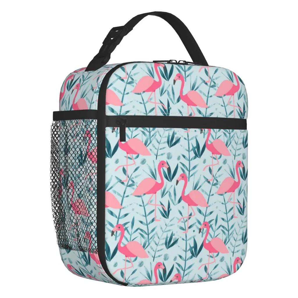Pink Flamingo Summer Vibes Flamingos Pattern Portable Lunch Boxes Cooler Thermal Food Insulated Lunch Bag Kids School Children