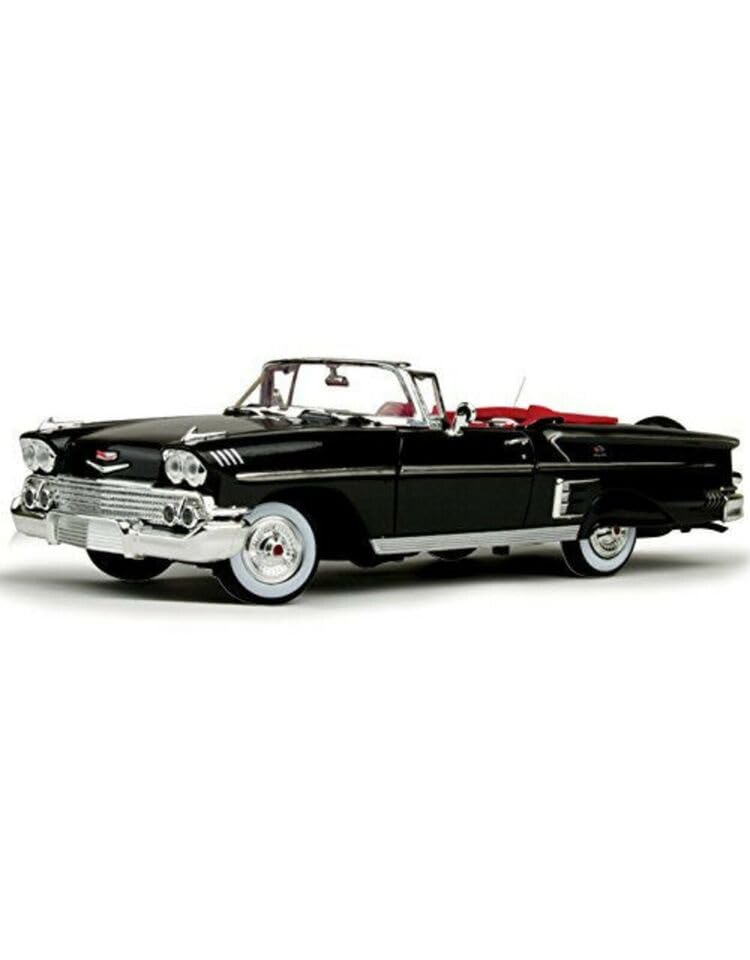 Motormax Scale Chevrolet Impala Cabriolet 1958 Diecast Model Car 1/18 (Black)