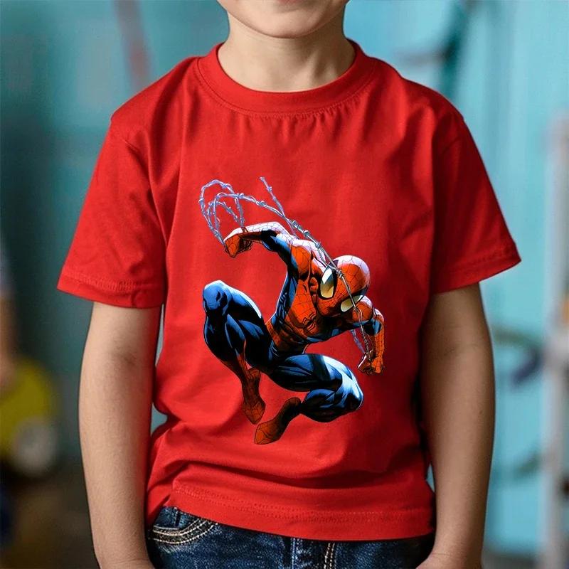 Tendencias de Moda Estampado de Dibujos Animados Anime Spider-Man Ropa para Niños y Niñas Camiseta en Verano Ropa Infantil Manga Corta