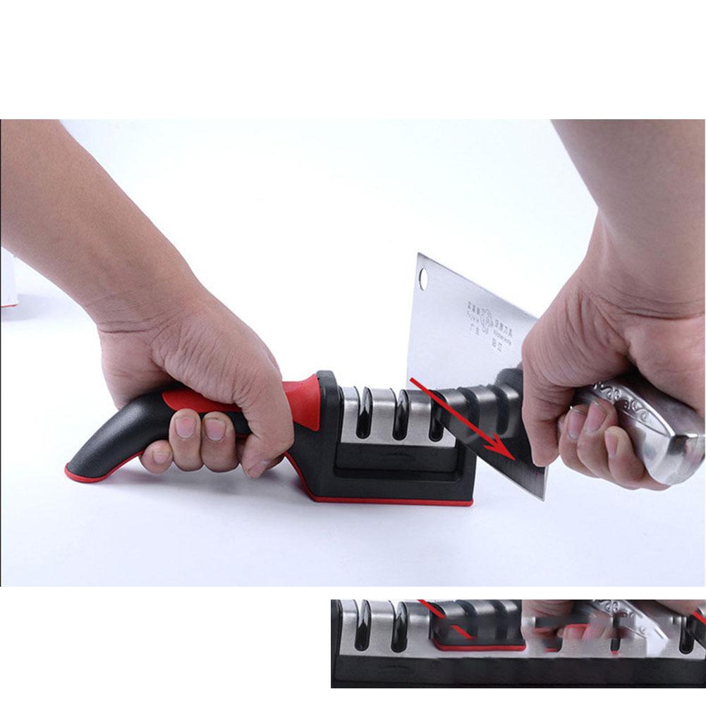 Household Double-side Knife Sharpener with 3 Slots Multifunctional Sharpening Plate Grindstone Kitchen Tool