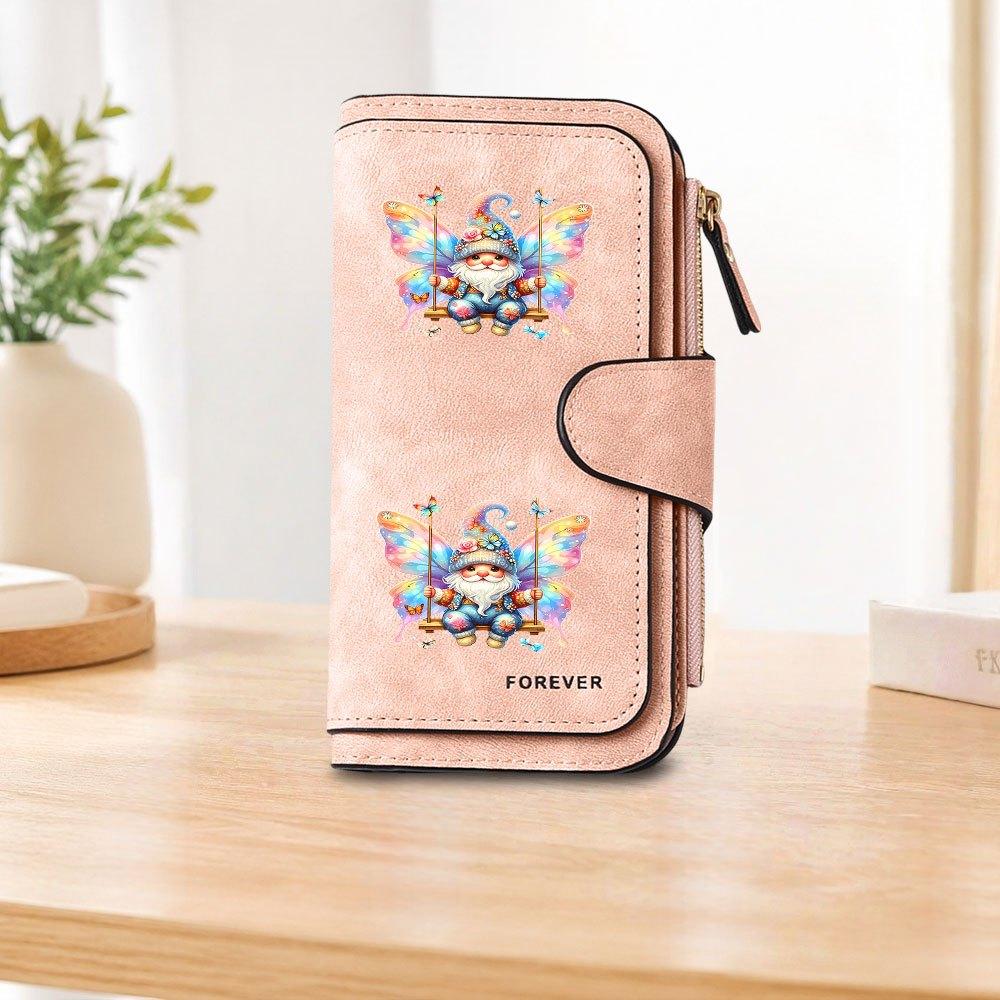 Colorful Butterfly Elf Long Zipper Wallet, Large Capacity Card Holder, Unisex Clutch Bag, Fashionable Zipper Coin Purse, Suitable for Daily Use, A