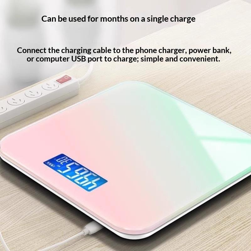 Smart Electronic Health Scale Tempered Glass Surface Lcd Digital Display Gradient Color Multiple Colors Digital Weighing Scale
