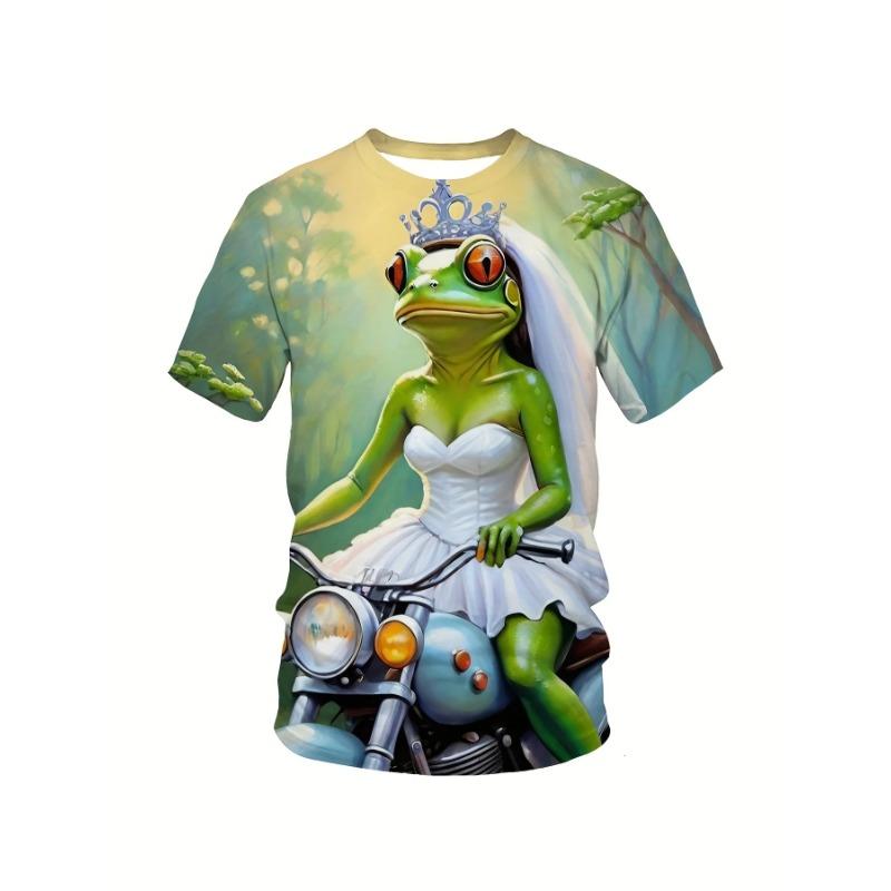 Cartoon Animal Frogs Pattern 3d Printed T-Shirts Casual Round Neck Short Sleeved Men's T-shirts