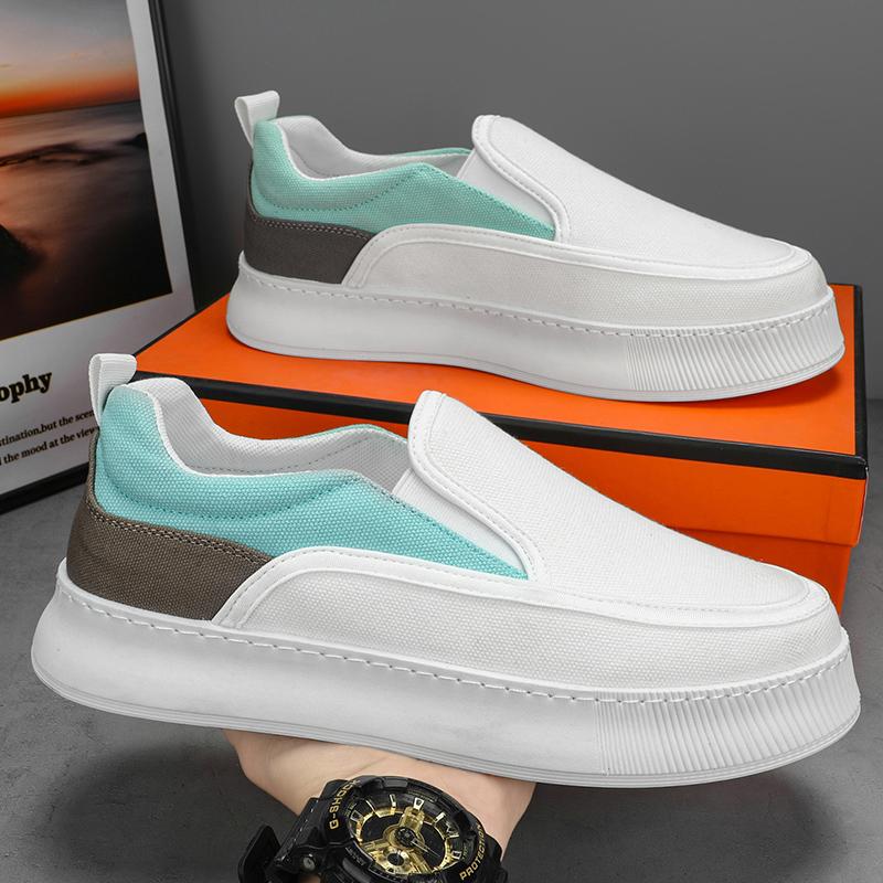 Loafers Low-top Canvas Ventilate Soft and Comfortable Sports and Leisure Skateboard Thick Bottom Shoes for Men Wear-resistant