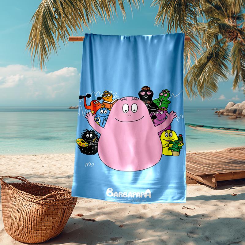 Ultra-Soft Beach Towel with Barbapapa Theme,Ideal for Pool - Camping, Diving - Perfect Travel Essential, Vibrant Beach Towel.