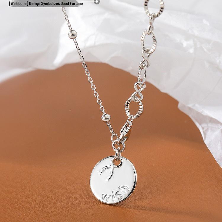 2021 Women's Trendy Round Pendant Necklace: 925 Sterling Silver, Niche Design Clavicle Chain