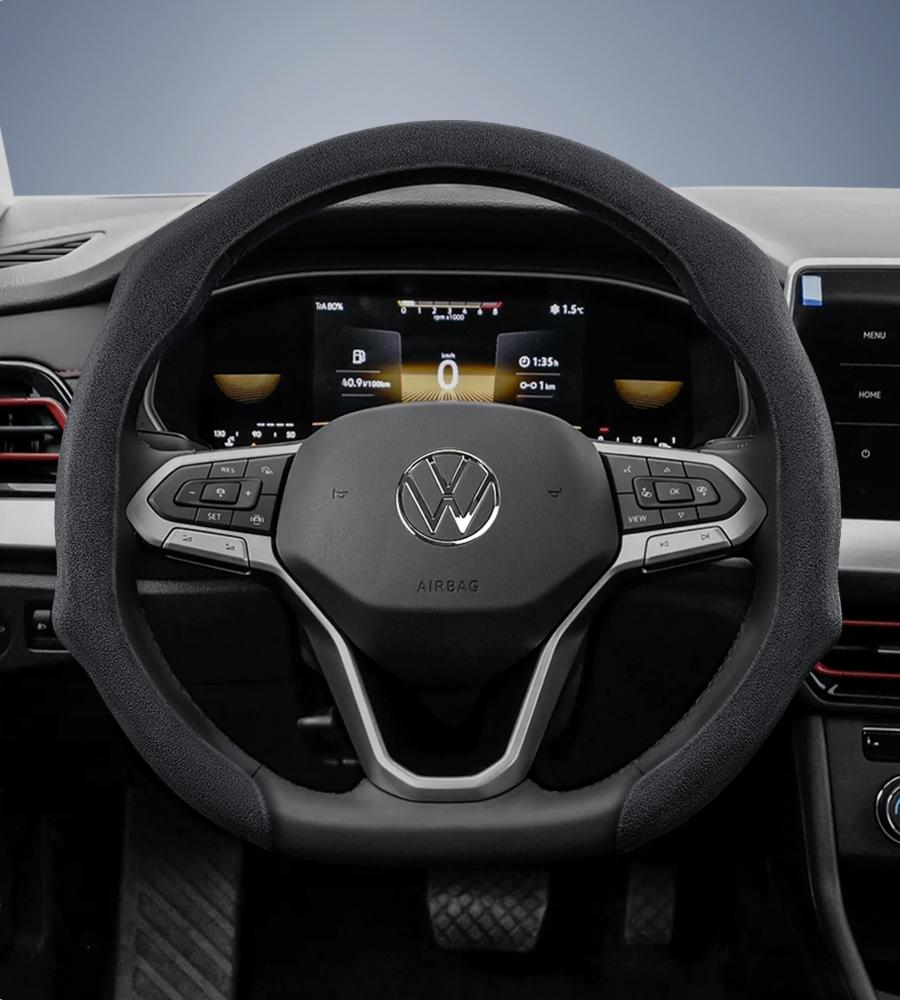 Suitable for Volkswagen Premium Suede Snap-On Steering Wheel Covers, Non-Slip and Durable, Available for D-Shaped Steering Wheels, Compatible