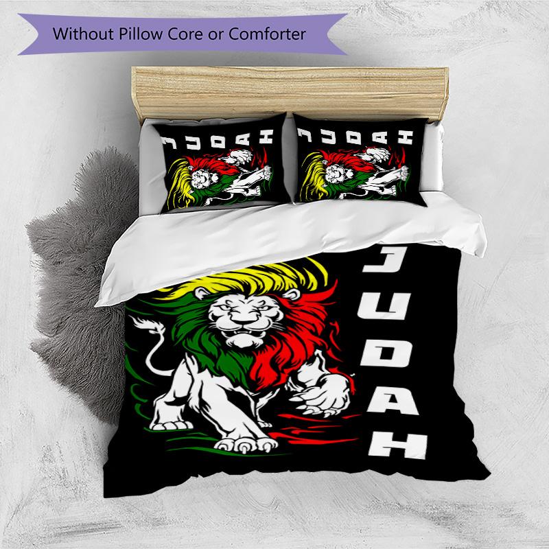 Rastafari Lion of Judah 3pcs Bedding Set Duvet Cover Closure Includes 1 Duvet Cover & 2 Pillowcases for All Seasons Bedroom Home Dorm Decor