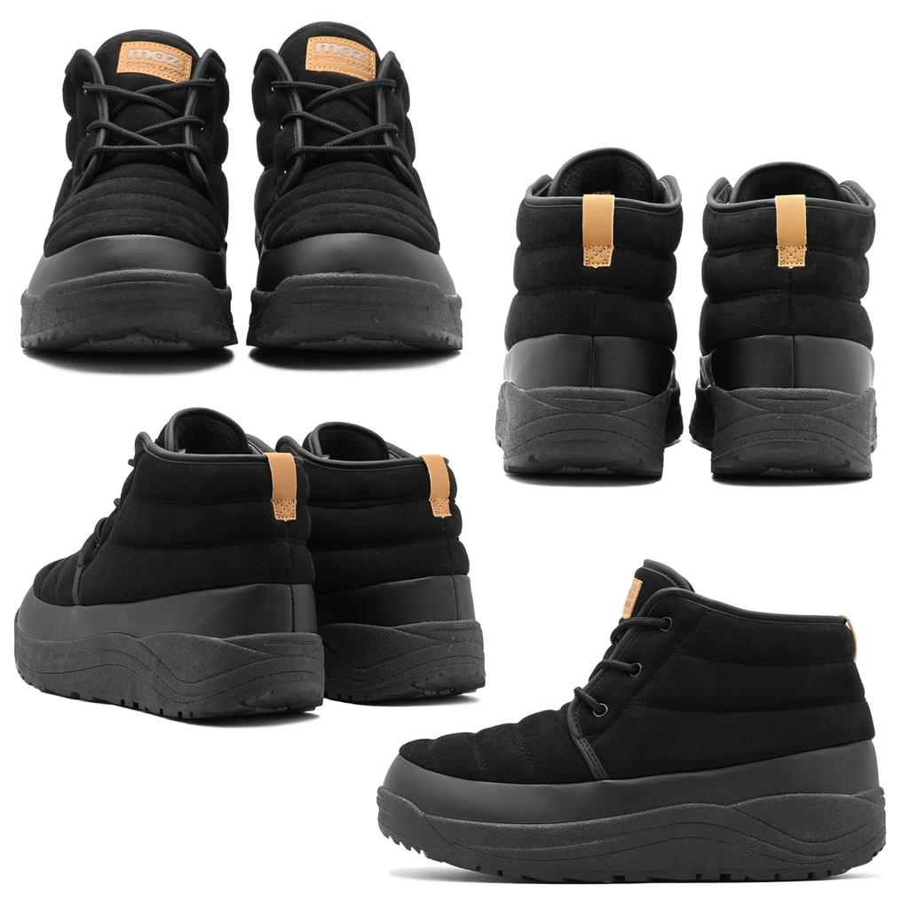 moz U Winter Snow Urethane Fleece 4671 Men's Boots, Waterproof, Water-Repellent, Non-Slip, Padded, Lining, Black, (LLL)