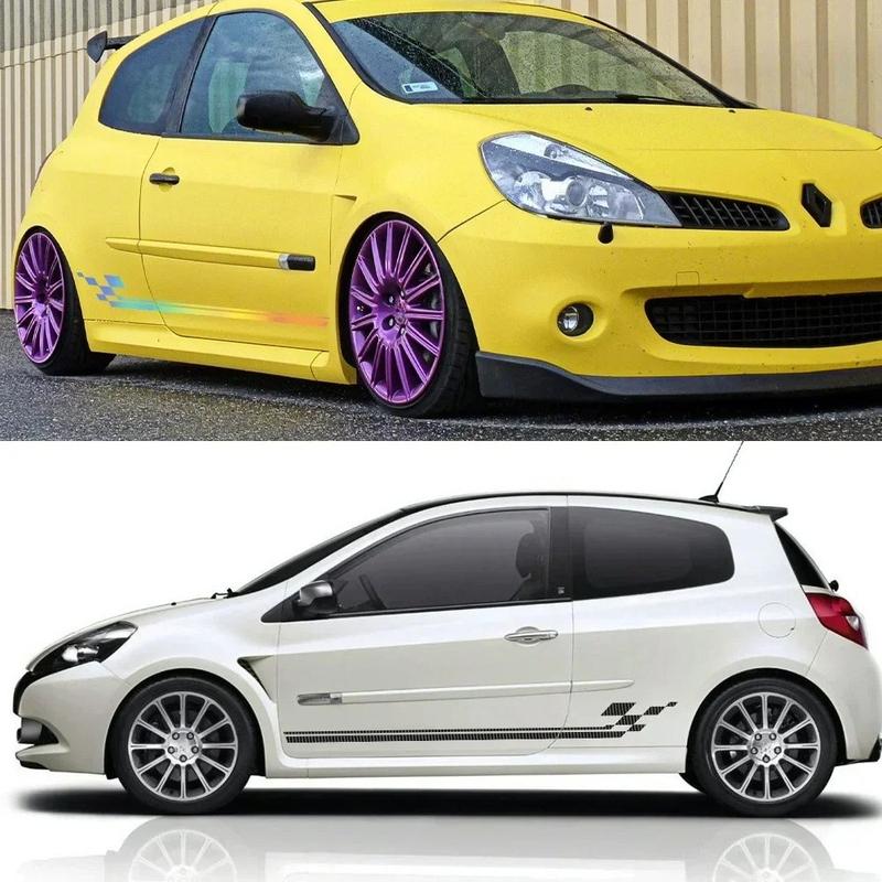 2PCS Racing Style Car Side Door Skirt Stickers For Renault Clio RS R.S. 18 4 5 2012-2024 Auto Tuning Vinyl Decals Accessories