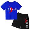 Set Estivo 2 Pezzi T-shirt a Maniche Corte con Stampa Lettere del Brand + Pantaloncini per Bambini e Bambine Set Casual alla Moda