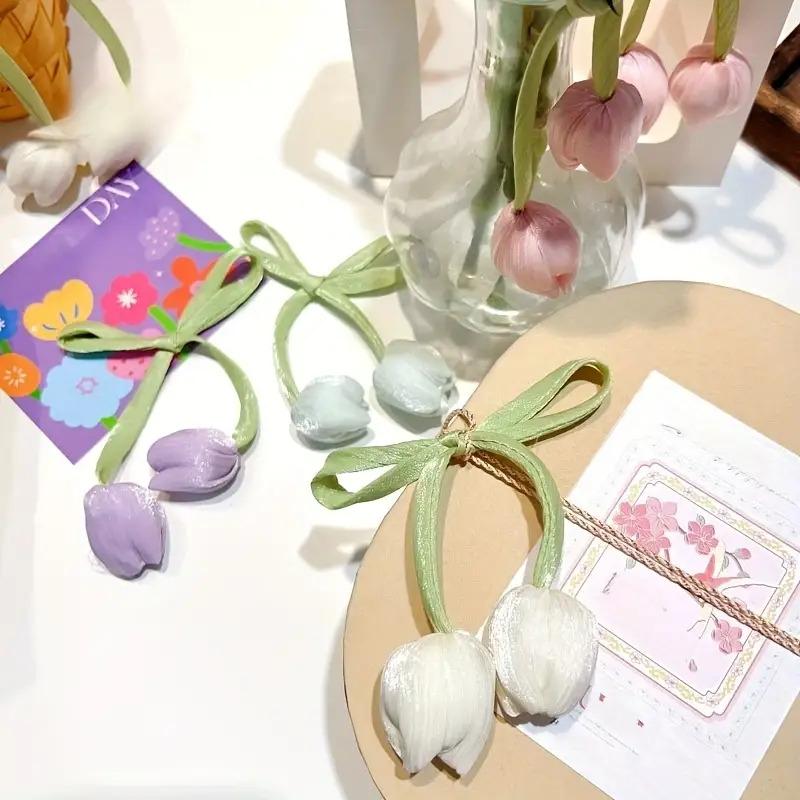 2/10pcs DIY Fabric Tulip Flower Sewing Applique for Headbands Hats Curtains Clothing Accessory Wedding Party Decor Crafts Gifts