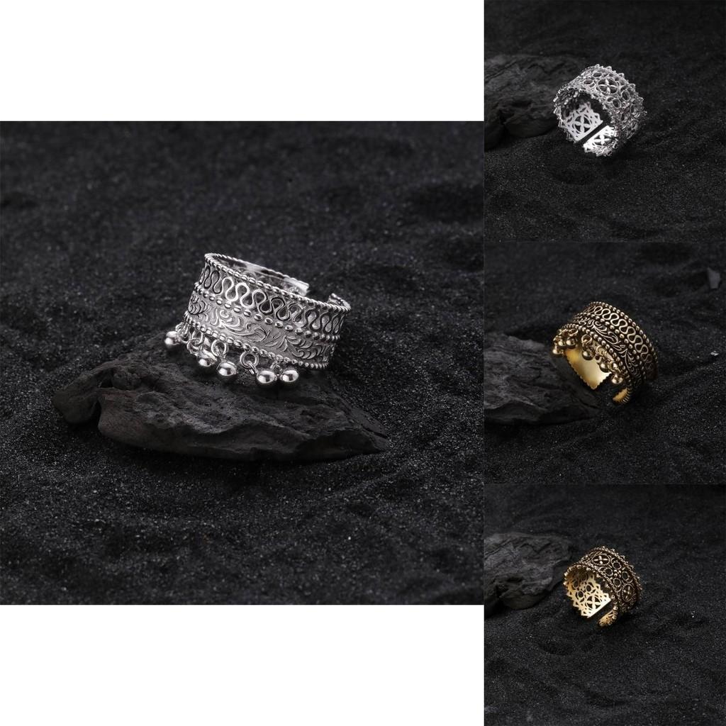Unique Retro Style Intricate Beaded Tassel Ring With Hollow Design For Fashionable Women